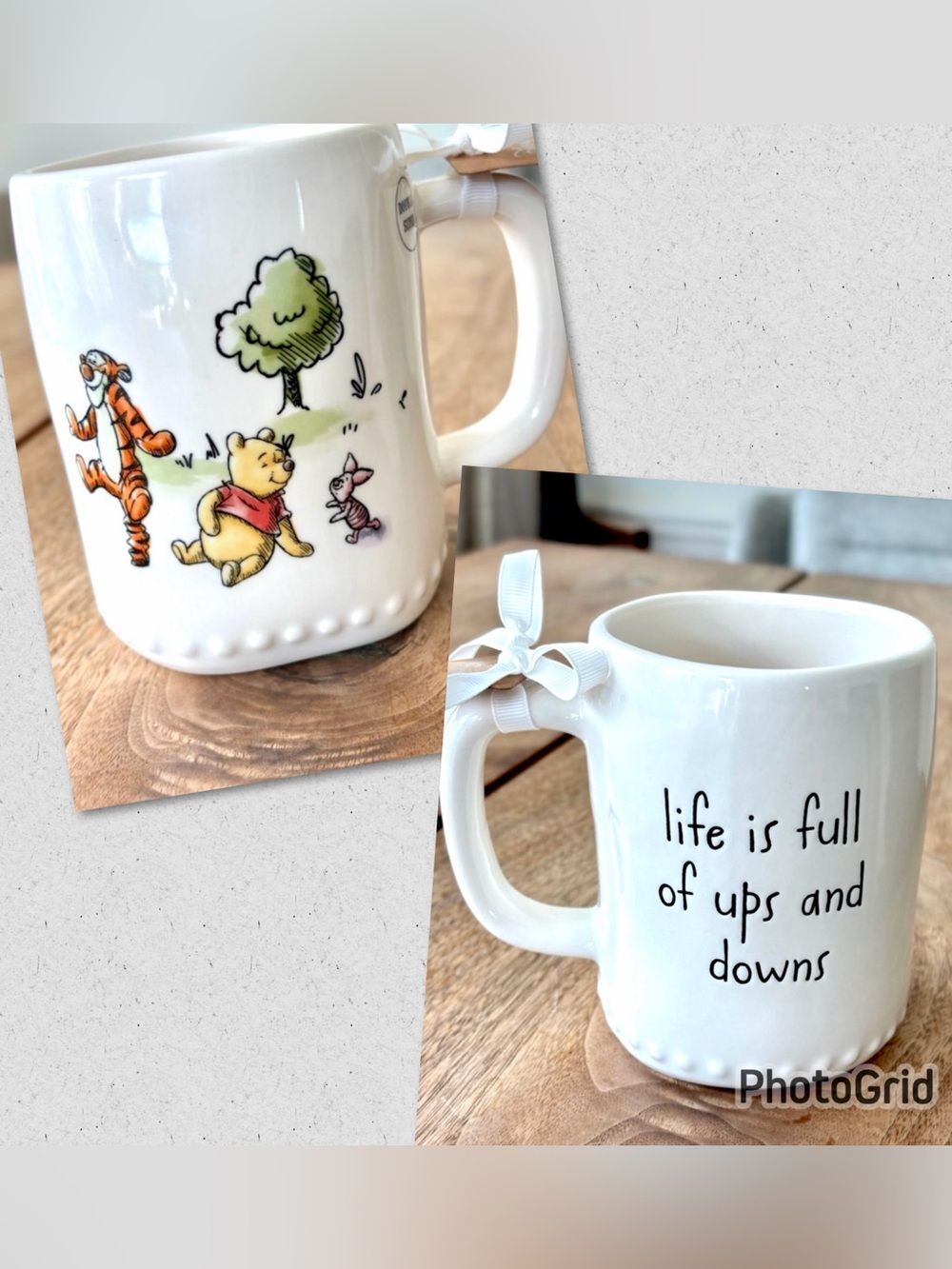 NWT Rae Dunn Disney “Life Is Full of Ups and Downs' Winnie The Pooh White Mug